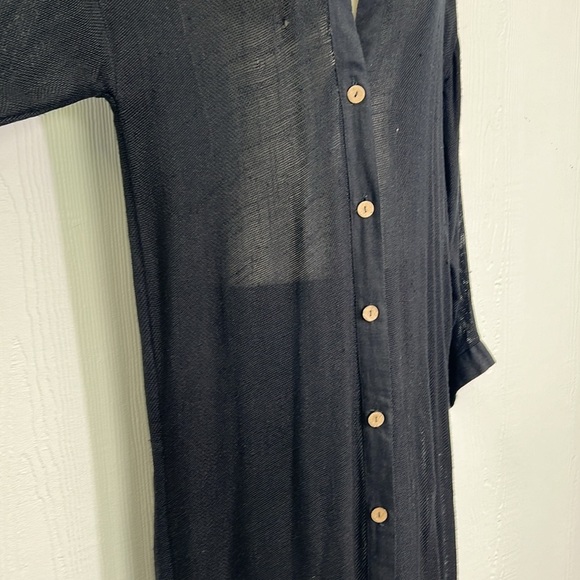 Free People - Black Button Down Long Sleeve Long Lightweight Sweater Duster XS - Picture 6 of 14